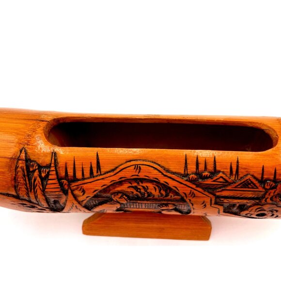 Antique Handcarved Bamboo Chinese Brush Pot - Picture 7 of 8